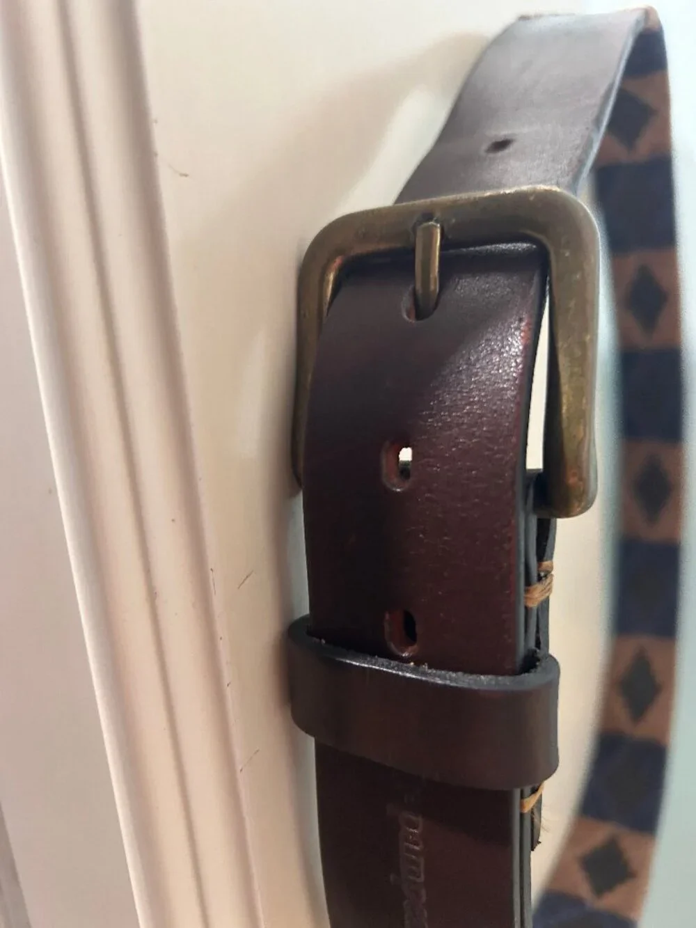 pampeano Brown Leather Argentine Polo Belt Navy Tan Embroidered